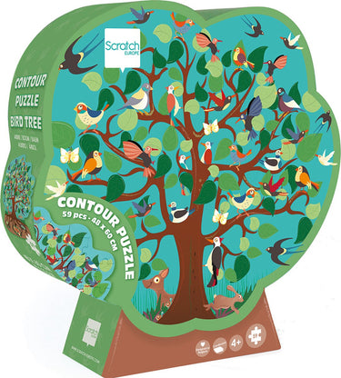 Scratch contour puzzel - vogelboom - 48x60cm - 58 stukjes - 4 jaar