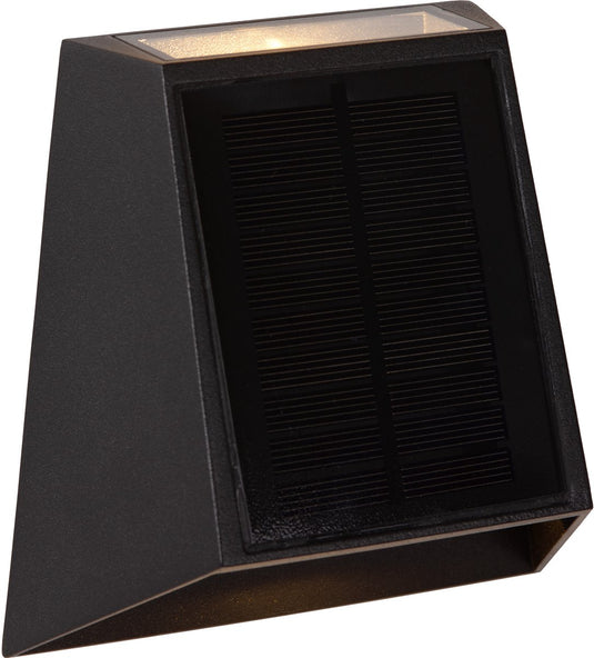 Lucide luton - wandlamp - zonne-energie - led dimbaar - 1x2w 2700k 3000k - ip54 - beweging dag nacht sensor - zwart