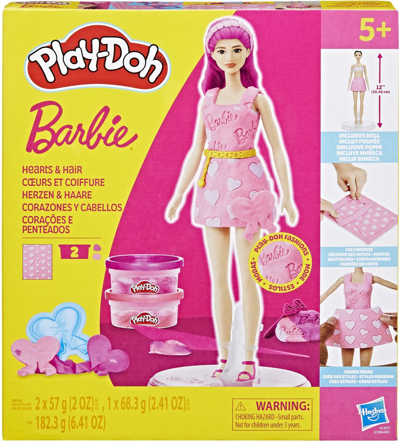 Afbeelding laden in galerijviewer, Play-doh -set barbiepop hartjes en haar - boetseerklei
