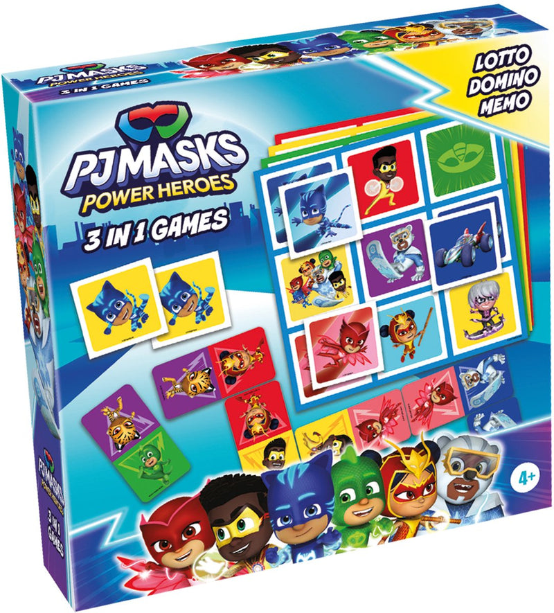 Load image into Gallery viewer, Tactic pj masks 3-in-1 spellenverzameling – kaartspel – lotto – domino – memo – kinderspel vanaf 4 jaar
