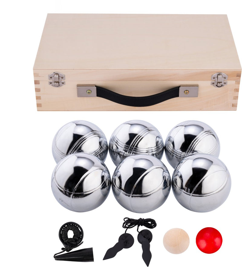 Load image into Gallery viewer, Engelhart metalen jeu de boules - 6 ballen in houten kist - luxe set - pétanque - boules - metalen ballen - geschikt voor elke jeu de boules baan - longfield
