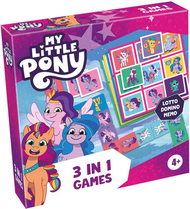 Tactic my little pony 3-in-1 spellenverzameling – kaartspel – lotto – domino – memo – kinderspel vanaf 4 jaar