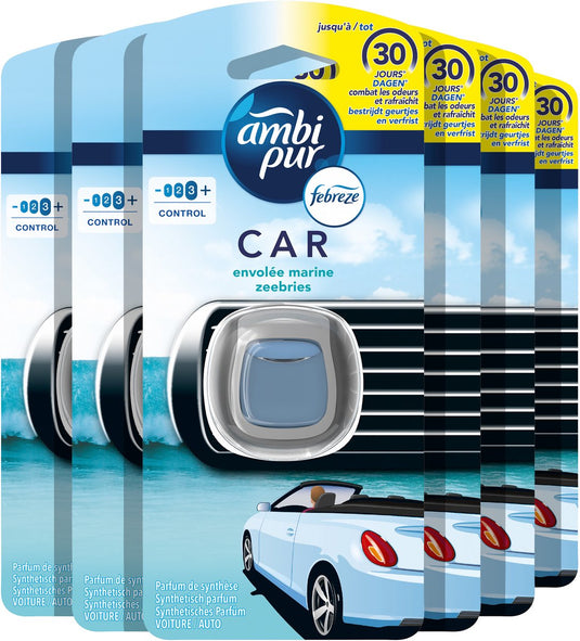 Febreze ambi pur zeebries luchtverfrisser voor in de auto - autoclip navulling - 6 stuks