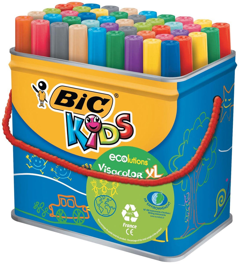 Afbeelding laden in galerijviewer, Bic kids viltstift visacolor xl ecolutions 48 stiften in een metalen doos
