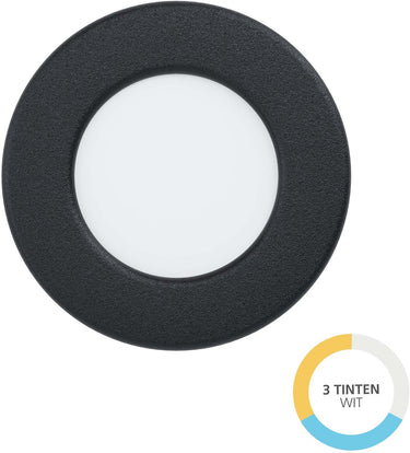 Eglo fueva 6 inbouwspot - badkamer buiten - led - ø 8.8 cm - zwart - instelbaar wit licht (warm, neutraal en daglicht)