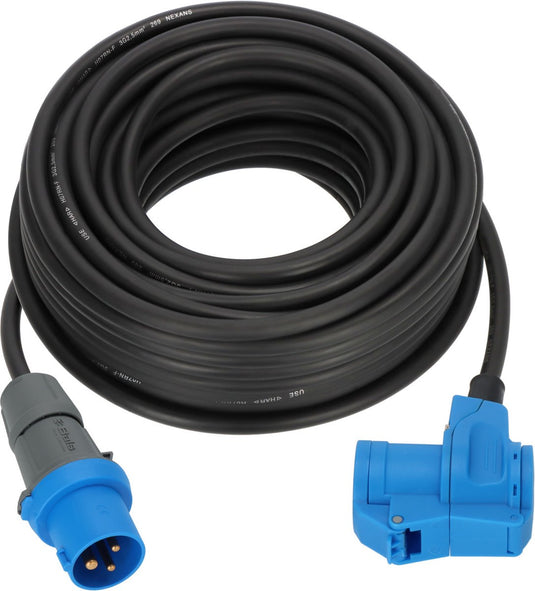 Brennenstuhl cee camping verlengkabel 25m kabel in zwart (cee stekker en hoekkoppeling incl. veiligheidscontact combinatie stopcontact, 230v 16a, voor permanent gebruik buitenshuis, made in germany)