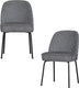 Woood vogue eetkamerstoelen - geweven stof met streep - zwart grijs - set van 2