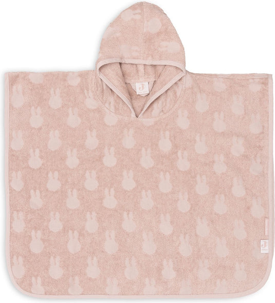 Jollein x nijntje - badponcho baby badstof - badcape kind met capuchon - miffy jacquard - wild rose