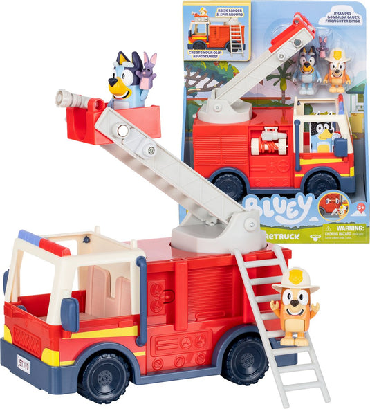 Moose bluey - bluey's brandweerwagen speelset - incl. bluey en bingo speelfiguurtjes
