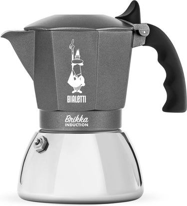Bialetti brikka induction percolator 4 kops – espresso maker – inductie geschikt – crema-laag – zwart rvs