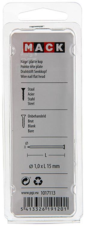 Mack 1017113 - nagel platte kop 90 gr 1,0 x 15 mm | 5 stuks