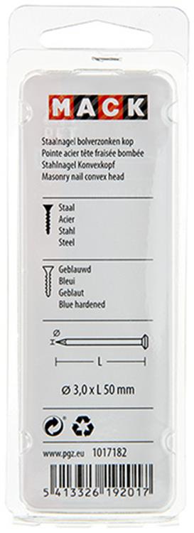 Load image into Gallery viewer, Mack 1017182 - staalnagel bvk staal geblauwd 45 gr 3,0 x 50 mm | 10 stuks
