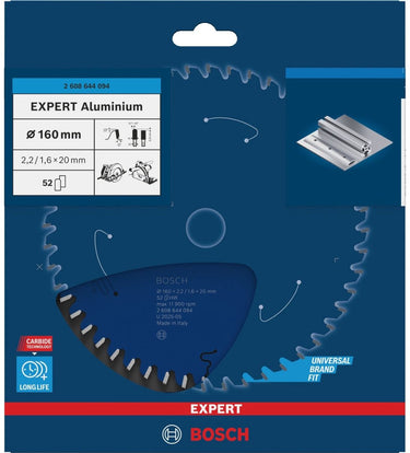 Bosch 2608644094 cirkelzaagblad expert aluminium 160x20 - 52 tanden