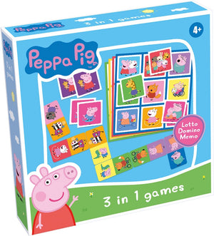 Tactic peppa pig 3-in-1 spellenverzameling – kaartspel – lotto – domino – memo – kinderspel vanaf 4 jaar