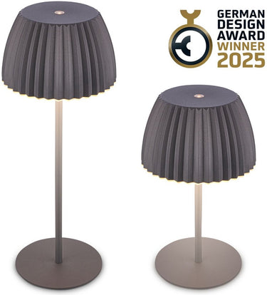 B.k.licht briloner champ - oplaadbare tafellamp - snoerloze lamp - met touch dimbaar - voor binnen en buiten - german design award winner 2025 - antraciet - ø14,5 x 36,5 cm