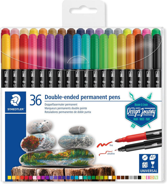 Staedtler permanente stift - dubbele punt 3187 - set 36 stuks