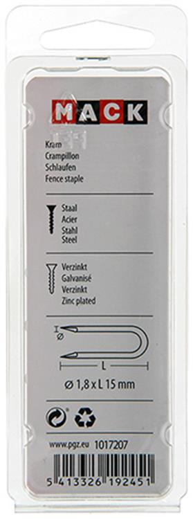 Afbeelding laden in galerijviewer, Mack 1017207 - kram staal verzinkt 75 gr 1,8 x 15 mm | 5 stuks
