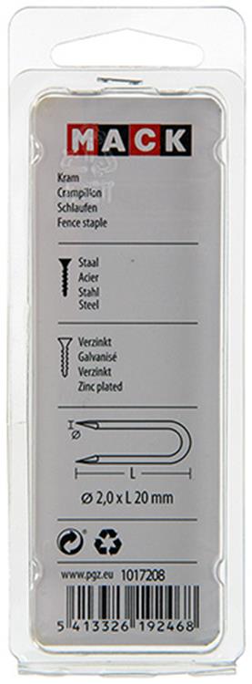 Afbeelding laden in galerijviewer, Mack 1017208 - kram staal verzinkt 80 gr 2,0 x 20 mm | 5 stuks

