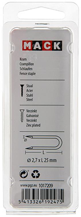 Afbeelding laden in galerijviewer, Mack 1017209 - kram staal verzinkt 90 gr 2,7 x 25 mm | 5 stuks
