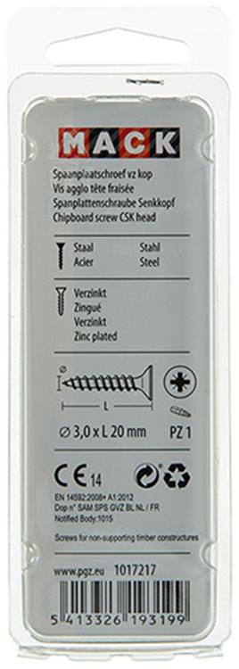 Afbeelding laden in galerijviewer, Mack 1017217 - spaanplaatschroef vz kop geelverz.45 st 3,0 x 20 mm | 10 stuks
