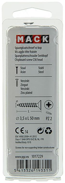 Afbeelding laden in galerijviewer, Mack 1017229 - spaanplaatschroef vz kop geelverz.14 st 3,5 x 50 mm | 10 stuks
