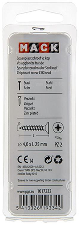Afbeelding laden in galerijviewer, Mack 1017232 - spaanplaatschroef vz kop geelverz.25 st 4,0 x 25 mm | 10 stuks
