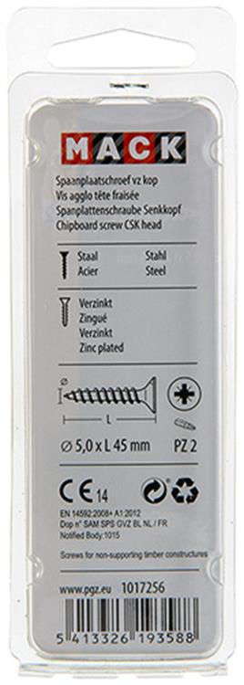 Afbeelding laden in galerijviewer, Mack 1017256 - spaanplaatschroef vz kop geelverz.11 st 5,0 x 45 mm | 10 stuks
