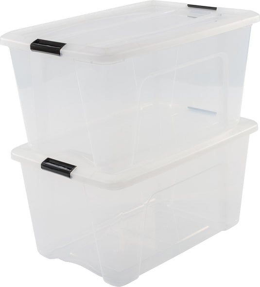 Iris topbox opbergbox - 45l - kunststof - transparant zwart - set van 2