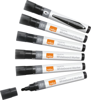 Nobo liquid ink whiteboard markers met ronde punt - pak van 10 stuks - zwart