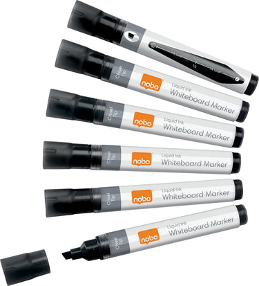 Nobo liquid ink whiteboard markers met beitelvormige punt - pak van 10 stuks - zwart