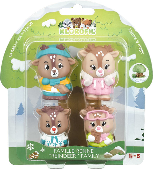 Klorofil de familie rendier speelset - speelfiguren set - poppetjes familie - kinder speelgoed - rudy, astrid, sten en helga - vanaf 18 maanden - 4-delig