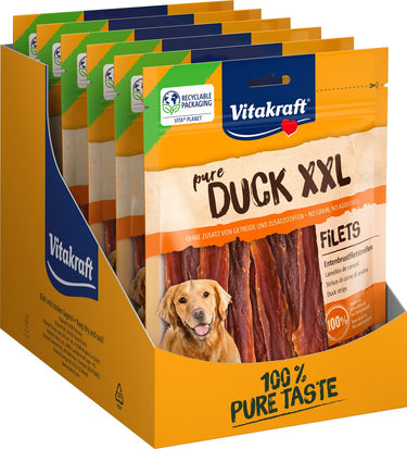 Vitakraft pure duck xxl - eendenvleesstrips - 6x 250 gram