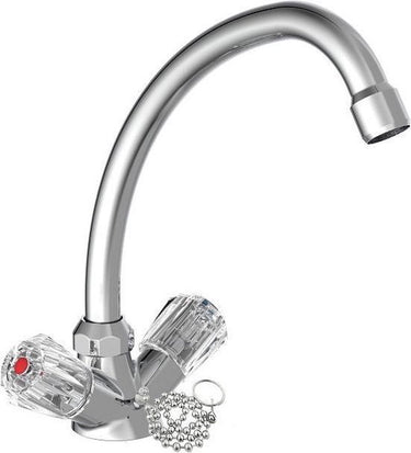 Schütte brillant wastafelkraan voor waterverwarmer met vrije uitloop - mengkraan - lage druk - met waste - chroom