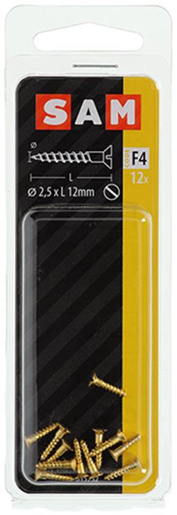 Afbeelding laden in galerijviewer, Mack 1019645 - houtschroef verzonken kop messing 12st 2,5 x 12 mm | 10 stuks
