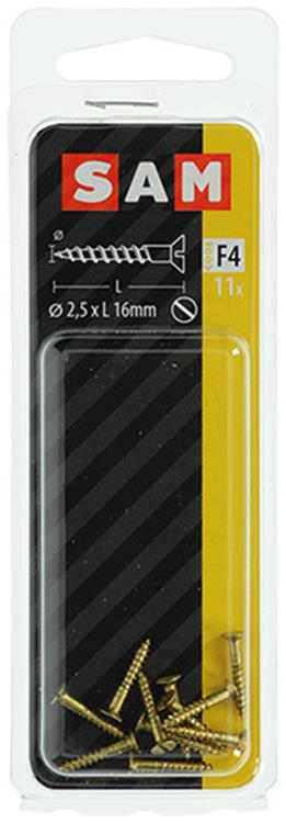 Afbeelding laden in galerijviewer, Mack 1019646 - houtschroef verzonken kop messing 11st 2,5 x 16 mm | 10 stuks
