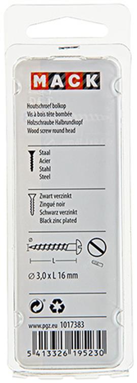 Afbeelding laden in galerijviewer, Mack 1017383 - houtschroef bolkop zwart verzinkt 20 st 3,0 x 16 mm | 10 stuks
