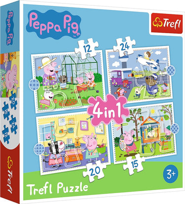 Trefl peppa pig 4-in-1 puzzel - 12 15 20 24 stukjes