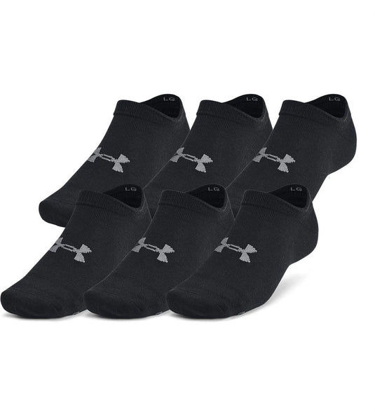 Under armour ua essential no show 6pk unisex sportsokken - zwart - grijs