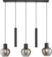 Brilliant ligari - hanglamp - 5-lichts - balk 123 cm - e27 max 3x20w gu10 max 2x10w - zwart smoke