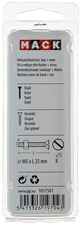 Afbeelding laden in galerijviewer, Mack 1017501 - metaalschroef verz. kop + moer verz. 14st m5 x 25 mm | 10 stuks

