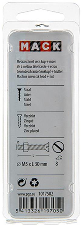 Afbeelding laden in galerijviewer, Mack 1017502 - metaalschroef verz. kop + moer verz. 13st m5 x 30 mm | 10 stuks
