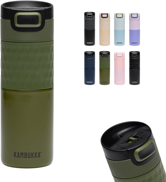 Kambukka etna grip thermosbeker 500 ml - koffiebeker to go - makkelijk reinigen - lekvrije koffiebeker - theebeker - travel mug - khaki warrior