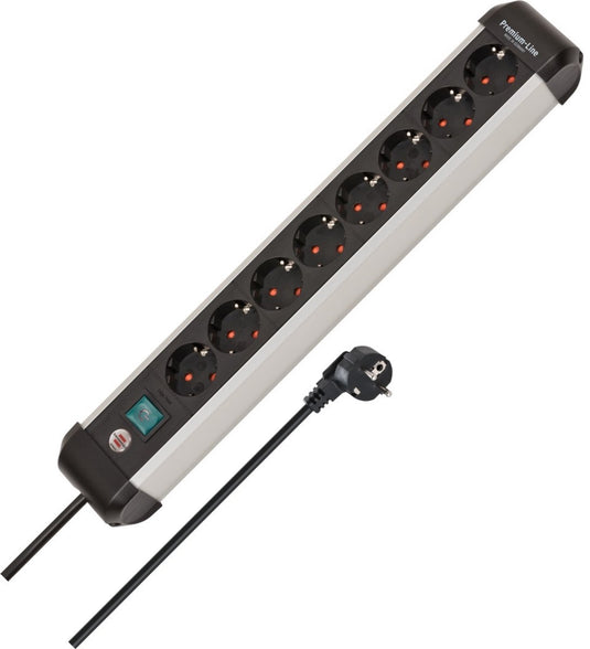 Brennenstuhl premium-alu-line stekkerdoos met schakelaar 8-voudig 3m h05vv-f 3g1,5