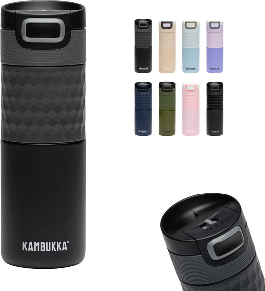 Kambukka etna grip thermosbeker 500 ml - makkelijk reinigen - lekvrije koffiebeker - black steel