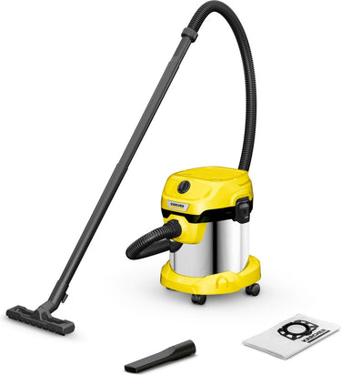 Kärcher wd 2 plus s v-15 4 18 nat- en droogzuiger - 1000w - rvs vuilreservoir 15l - stroomkabel 4m