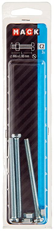 Afbeelding laden in galerijviewer, Mack 1017537 - metaalschroef cyl. kop + moer verz. 3 st m6 x 80 mm | 5 stuks
