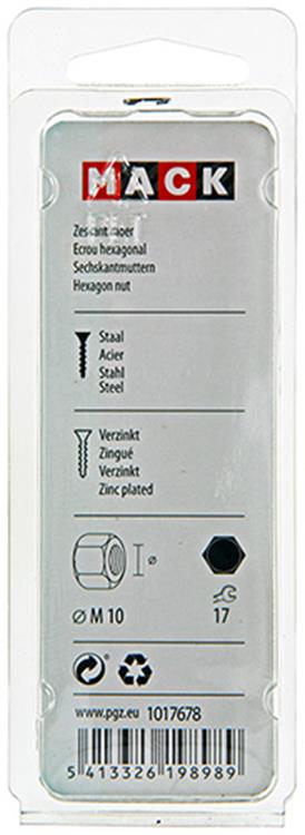 Load image into Gallery viewer, Mack 1017678 - zeskant moer staal verzinkt 8st m 10 | 10 stuks
