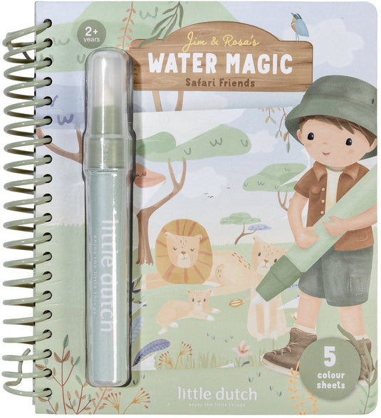 Little dutch water kleur boekje - safari jim - herbruikbaar magisch kleurboek - kleuren educatief peuter speelgoed - vanaf 2 jaar