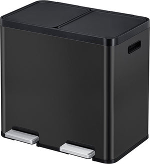 Eko - essential 1 recycler pedaalemmer 22+22 liter - stainless steel plastic - zwart - prullenbak