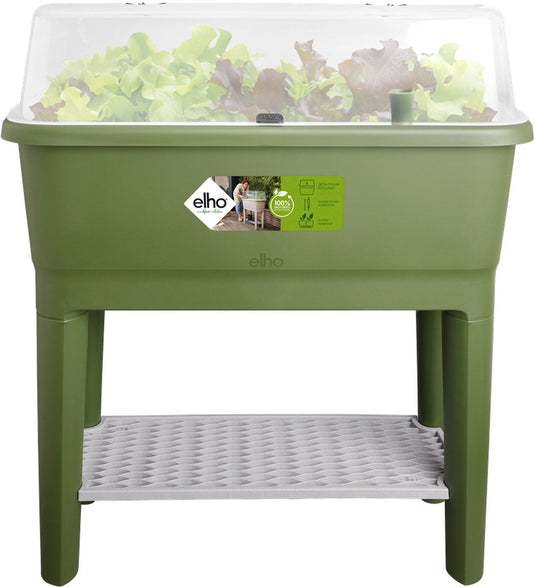 Elho noa kweektafel 80 - kweekbak op poten met deksel - waterreservoir - ø 78.5 x h 34.2 cm - mosgroen